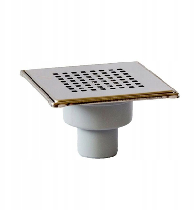 Kapak kullues me sifon uji edhe të thatë Drain Grate, 15x15cm, dalje vertikale, inoks mat