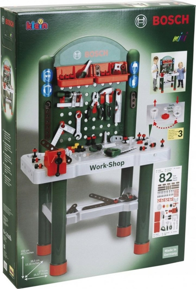 Tavolinë pune lodër Theo Klein Bosch Workbench, me shumë vegla, për fëmijë 3+