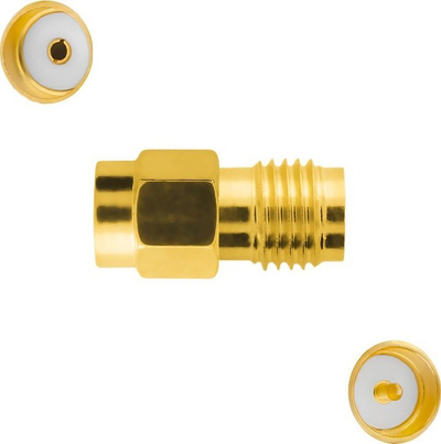 Adapter antene GSM RP-SMA plug në RP-SMA socket, metal, ngjyrë ari