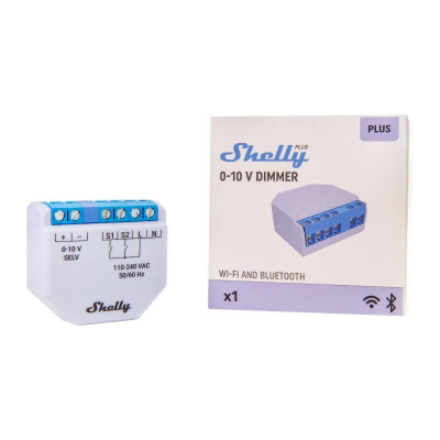Modul dimmer Shelly Plus 0-10V, Wi-Fi, kontroll ndriçimi nga distanca, i bardhë