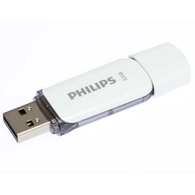 USB Philips Snow, 32GB, USB 2.0, set 2 copë, e bardhë