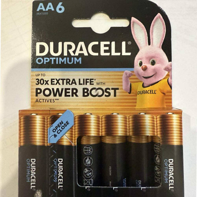Bateri alkaline Duracell Optimum AA, 1.5V, paketim 6 copë