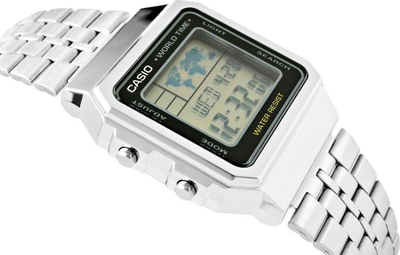 Orë dore Casio A500WA-1, quartz, digjitale, çelik inox argjendi