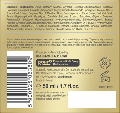 Krem fytyre Yoskine Japan Gold për ditë edhe natë 60+, 50 ml