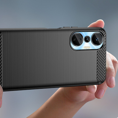 Mbulesë silikoni Hurtel Carbon Case për Infinix Hot 20S, e butë, me efekt karboni, e zezë