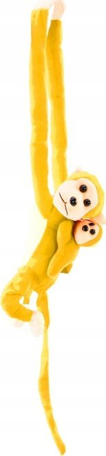 Maskotë pelushi Lean Toys majmun me bebe, 90 cm, e verdhë