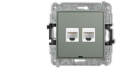 Mekanizëm prizë kompjuterike KARLIK MINI Dual 61MGKBO-2, 2xRJ45, Cat 5e, pa etiketë