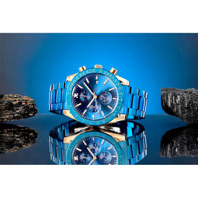 Orë burrash Giewont Chronograph GW8720-B5, xham safir, çelik inoks, blu bakri