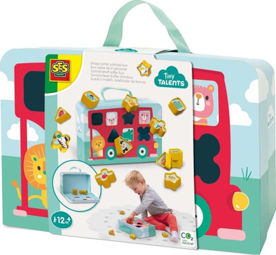 Lodër edukative SES Creative Tiny Talents, sorter formash autobus–valixhe, i kuq