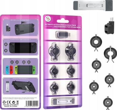 Set aksesorësh JYS JYS-SD015, për Steam Deck dhe Nintendo Switch OLED, 8 në 1, i zi