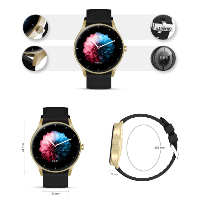 Smartwatch Gravity GT2-3, ekran 1.28" IPS, Bluetooth 5.1, ari me të zezë