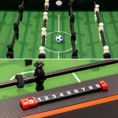 Tavolinë lojrash Onepro Rotating 3 in 1, bilardo, foosball edhe air hockey, 121 x 84.5 x 85.3 cm, e zezë me ngjyra