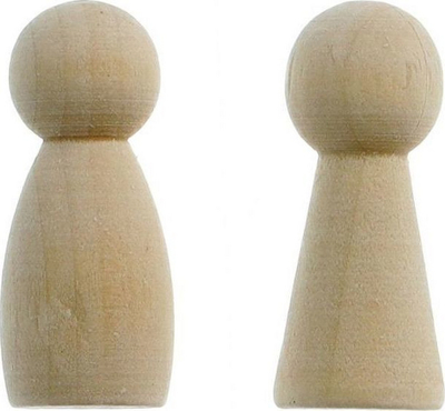 Figurina loje Titanum Wooden Pawns, set 4 copë, 42 mm, dru natyral