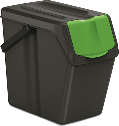 Set koshash për riciklim Prosperplast Sortibox, 4x25L, i zi