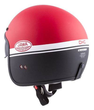 Helmetë moto Cassida Oxygen Jawa OHC, vizor dielli, polikarbonat, e kuqe matte e zezë e bardhë
