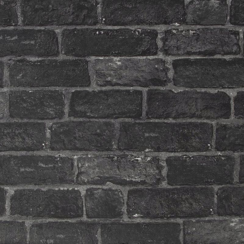 Tapet muri Fresco House Industrial Brick, efekt tulla, paste the paper, e zezë