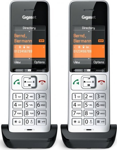 Telefon pa tel Gigaset COMFORT 500HX Duo, Analog DECT, me ekran me ngjyra, i zi dhe argjend