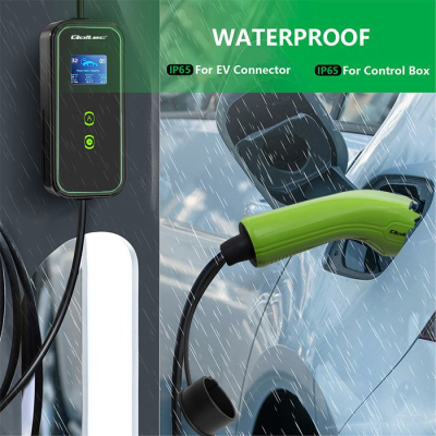 Karikues mobil për makina elektrike Qoltec 2 në 1 Type 2, 7kW, 230V, i zi