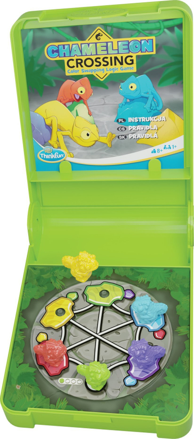 Lojë logjike ThinkFun Chameleon Crossing, 40 sfida, për udhëtim, jeshile