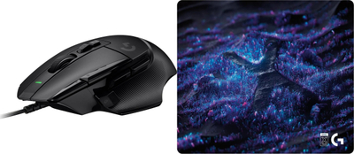 Set maus gaming Logitech G502 X me mousepad G640 SE, HERO sensor, për PC, i zi