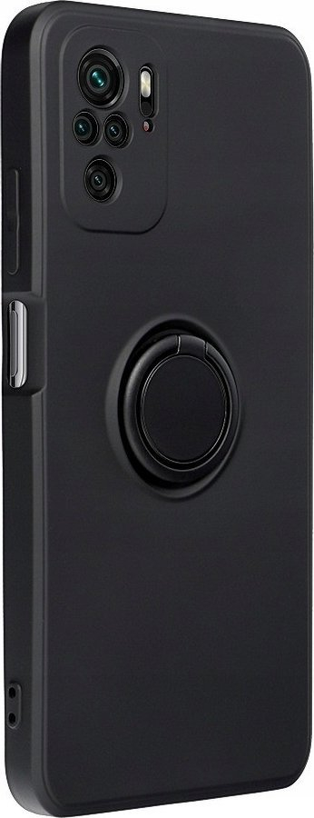 Kapak telefoni Forcell Silicone Ring për Samsung Galaxy S23 FE, me unazë edhe këmbë mbështetëse, i zi