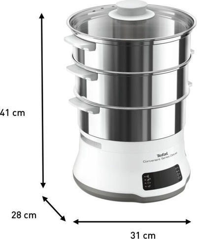 Пареар Tefal VC502D10 Convenient Series Deluxe, 3 нивоа, дигитална контрола, не’рѓосувачки челик