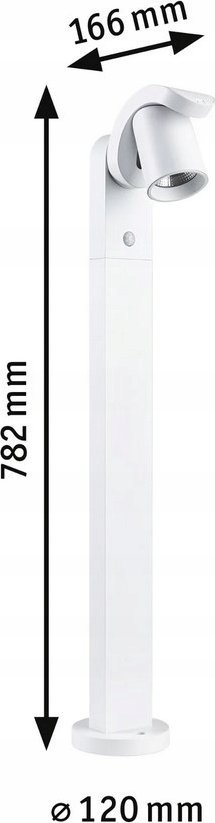 Shtyllë drite kopshti Paulmann Cuff, LED, me sensor lëvizje, e bardhë
