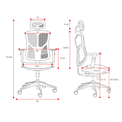 Karrige ergonomike Diablo V-Basic, rrjetë V-Mesh, e zezë gri