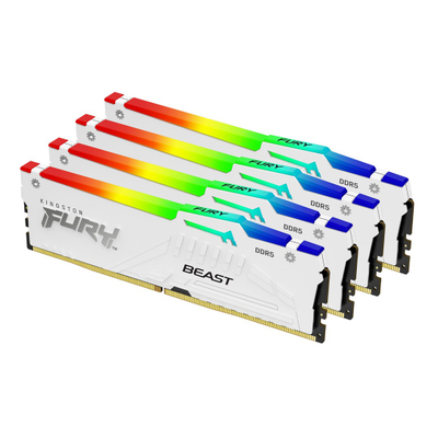 RAM меморија Kingston Fury Beast RGB DDR5, 128GB, 5200MHz, бела