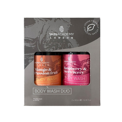Skin Academy Body Wash Duo – Mango and Passion Fruit & Raspberry and Strawberry(2x500ml)
