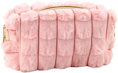 Çantë kozmetike Plush Toiletry Bag With Handle, 20cm, me dorezë, rozë