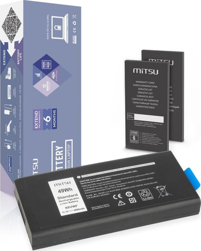 Батерија за лаптоп Mitsu X8VWF за Dell Latitude Rugged 5404 5414 7404 7414, 4400 mAh, 49 Wh, црна