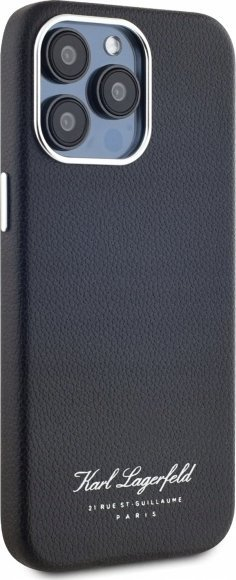 Mbrojtëse telefoni Karl Lagerfeld Grained PU Hotel RSG, për iPhone 15 Pro Max, MagSafe, e zezë