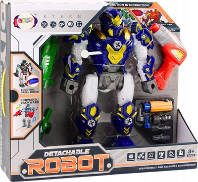 Lodër robot me vida Screwing Robot, me dritë edhe zë, me trapan edhe kaçavidë, blu navy