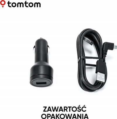 Полнач за автомобил TomTom, со USB кабел, за навигатори 7\", црн