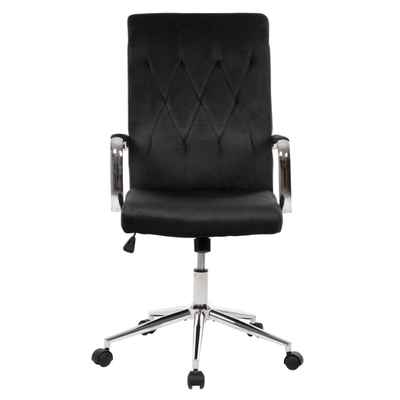 Karrige zyre Josef velur e zezë inox bazë 58×61×105–113 cm (HM1181.04), zezë