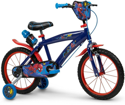 Bicikletë fëmijësh Toimsa Marvel Spider Man 16", me rrota ndihmëse, blu e kuqe