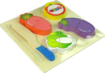 Lodër prerëse perimesh druri Leantoys, set 4 copë, shumëngjyrësh