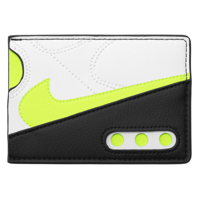 Portofol kartelash Nike Air Max 90 Icon, 5 xhepa kartelash, sintetike, i bardhë i zi jeshil neon
