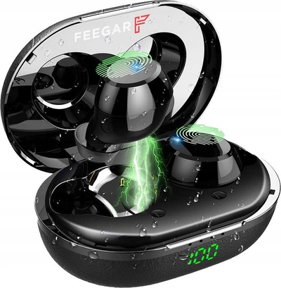 Kufje wireless Feegar AIR100 Pro, Bluetooth 5.0, me kuti karikimi, të zeza