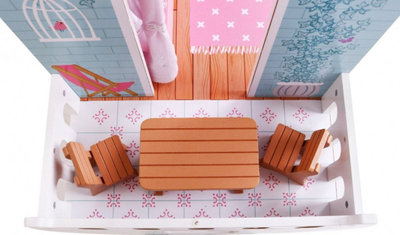 Shtëpi kukullash Wooden Dollhouse Pink, prej druri, 3 kate, rozë