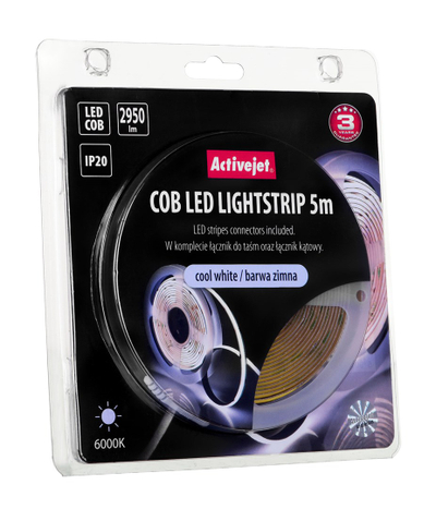 Shiriti LED Activejet AJE-COB, 5m, i bardhë