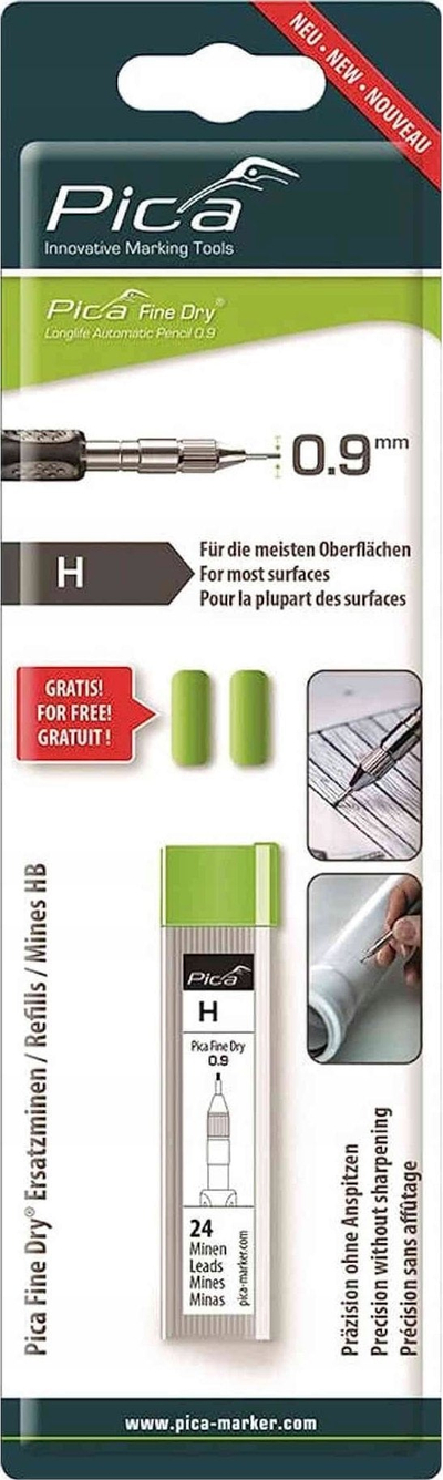 Mina grafiti Pica Fine Dry H, 0.9 mm, set