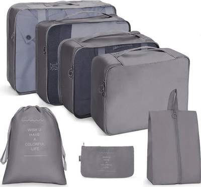 Set udhëtimi Ecarla Travel Set, 7 çanta kozmetike organizuese, shumëngjyrëshe