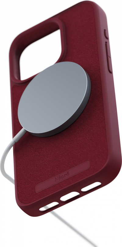 Mbulesë Njord Suede MagSafe për iPhone 15 Pro, lëkurë suede, e kuqe