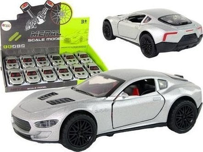 Lodër makinë metal Leantoys, 1:36, me drita e tinguj, ngjyrë argjendi