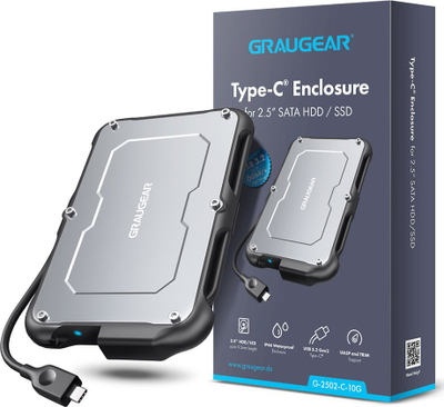Kasë e jashtme GrauGear 2.5" USB Type-C, 6 Gbit/s, silikon/çelik, e zezë - 4