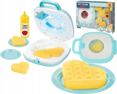 Lodër kuzhine Adar Waffle Maker, me drita dhe zë, set aksesorësh, bardh e kaltër