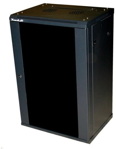 Kabinet muror XtendLan 19" 22U, 600x600 mm, 60 kg, derë me xham të tymos, i zi