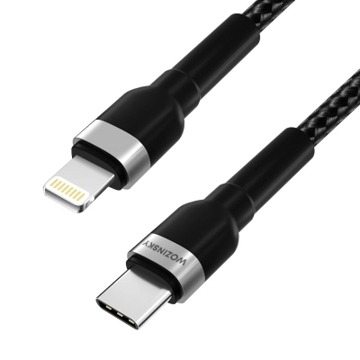 Kabllo karikuese Wozinsky WNBCL1 Lightning në USB-C, PD 30W, 1m, e zezë